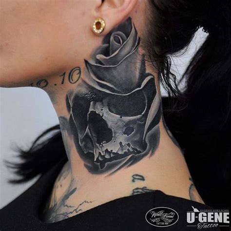 neck skull tattoo